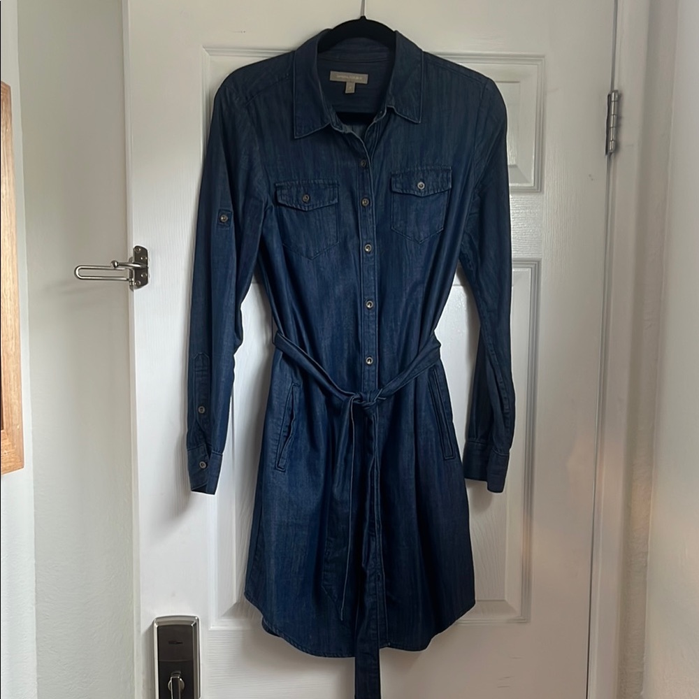 Banana Republic Blue Buttoned Tie Front Dress